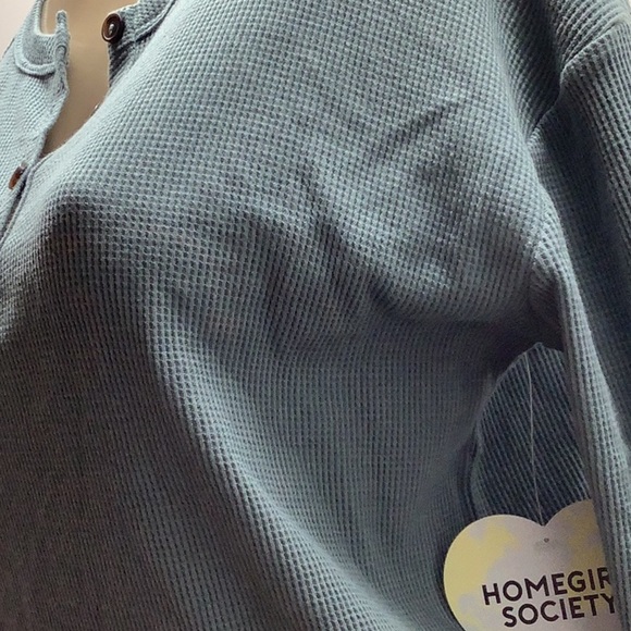 Homegirl Society Teal Long Sleeve Henley Top. New W/Tags. Has 2 Spots As Shown. - Picture 5 of 7